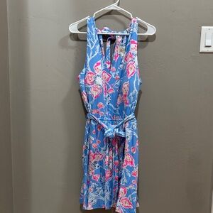 Lilly Pulitzer Blue and Pink Ruffle Skirt Romper